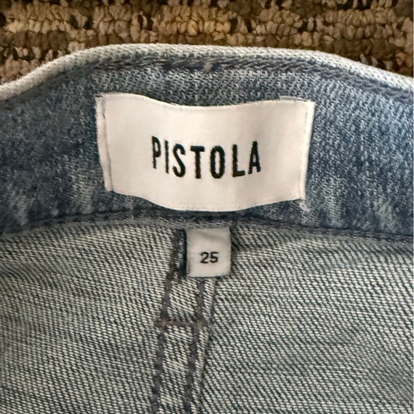 Pistola Light Wash Raw Hem Straight Flare Jeans Distressed Denim Sz 25 - Picture 13 of 16